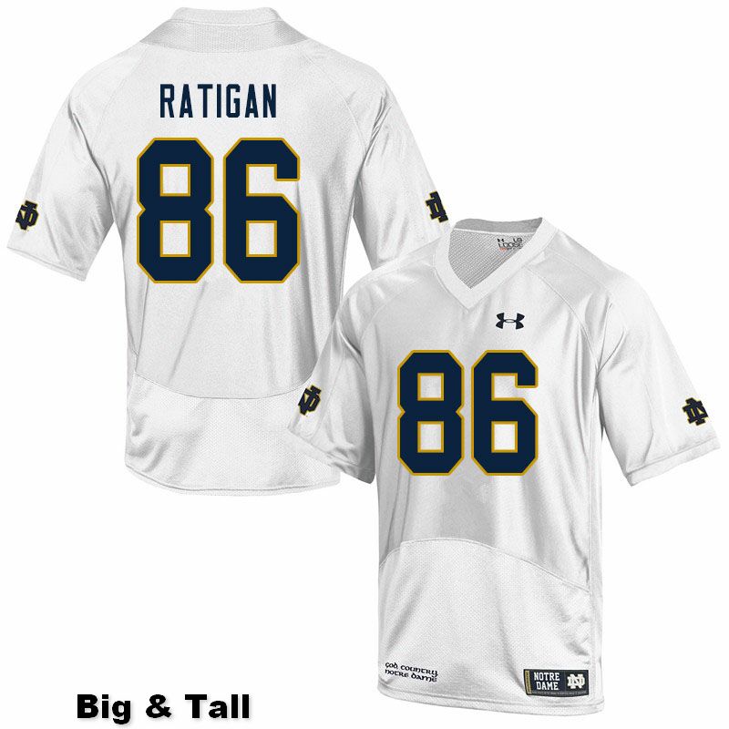 Men's NCAA Notre Dame Fighting Irish #86 Conor Ratigan Stitched College Under Armour Authentic White Big & Tall Football Jersey WH10E26ON